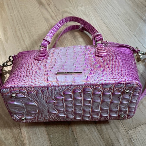 New Brahmin Pink Mini Asher Satchel Julep Ombre Leather Crossbody Bag - Picture 5 of 13